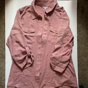 Pink button down top